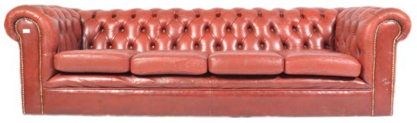 20TH CENTURY VINTAGE CHESTERFIELD OXBLOOD LEATHER SOFA SETTEE