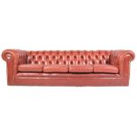 20TH CENTURY VINTAGE CHESTERFIELD OXBLOOD LEATHER SOFA SETTEE