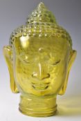 20TH CENTURY DECO STYLE PRESSED GLASS TIBETAN BUDDHA HEAD