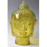 20TH CENTURY DECO STYLE PRESSED GLASS TIBETAN BUDDHA HEAD