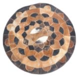 ORIGINAL 1960'S RETRO VINTAGE COWHIDE CIRCULAR RUG