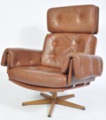 SLATTE GUNGAN SWEDFURN SWEDISH RETRO LEATHER SWIVEL CHAIR