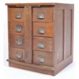 ANTIQUE VINTAGE INDUSTRIAL OAK INDEX FILING CABINET WITH LOCKING BAR