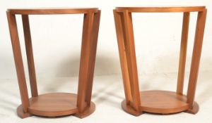 PAIR OF 20TH CENTURY DANISH INSPIRED TEAK WOOD LAMP / SIDE TABLES