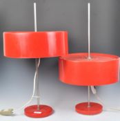 ORIGINAL PAIR OF 1970'S CZECH RED PLASTIC ADJUSTABLE TABLE LAMP