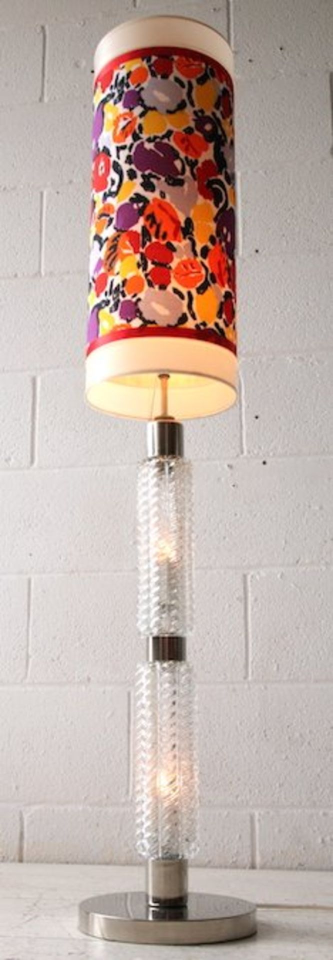 ORIGINAL 1970'S RETRO VINTAGE GLASS AND CHROME FLOOR LAMP - Bild 2 aus 4