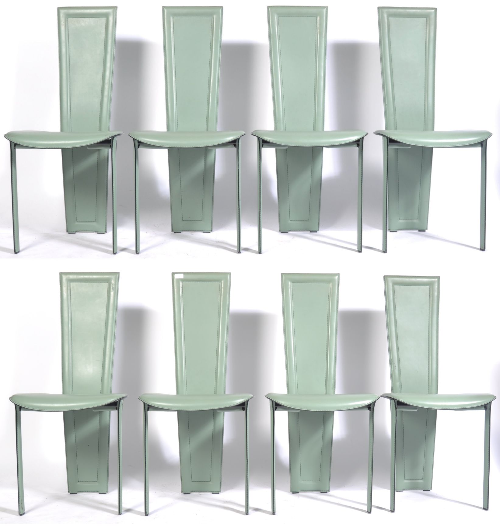 QUIA ITALIAN MINT GREEN LEATHER DINING CHAIRS