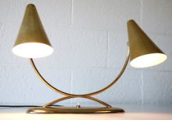 AMERICAN 1960'S RETRO VINTAGE BRASS TWIN DESK LAMP