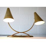 AMERICAN 1960'S RETRO VINTAGE BRASS TWIN DESK LAMP