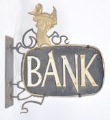 ORIGINAL VINTAGE CAST METAL DOUBLE SIDED BANK SIGN