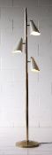 ORIGINAL AMERICAN 1950'S BRASS EFFECT TRIPLE LIGHT FLOOR LAMP