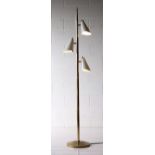 ORIGINAL AMERICAN 1950'S BRASS EFFECT TRIPLE LIGHT FLOOR LAMP