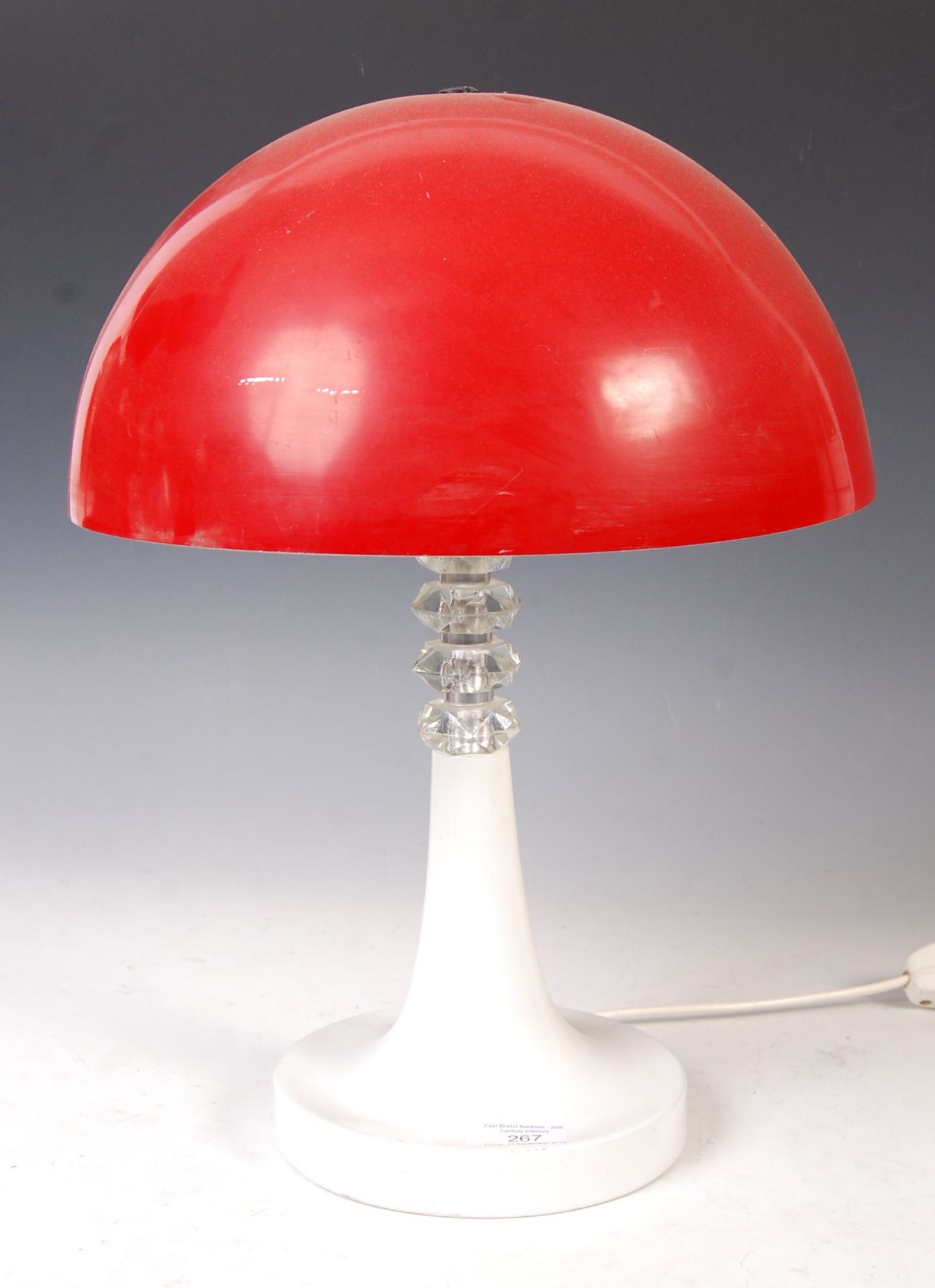 ORIGINAL 1970'S RED MUSHROOM LAMP ON TULIP BASE