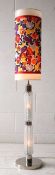 ORIGINAL 1970'S RETRO VINTAGE GLASS AND CHROME FLOOR LAMP