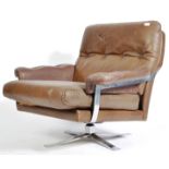 RARE A. NORELL VATNE MOBLER 1970'S SWEDISH BUFFALO LEATHER CHAIR