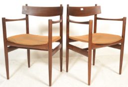 MANNER OF ARNE VODDER - PAIR OF DANISH TEAK CARVER ARMCHAIRS