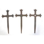 VICTORIAN GOTHIC CRUCIFIX GRAVE MARKER STAKES