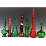 COLLECTION OF EMPOLI ITALIAN GLASS GENIE BOTTLES WITH OTHERS