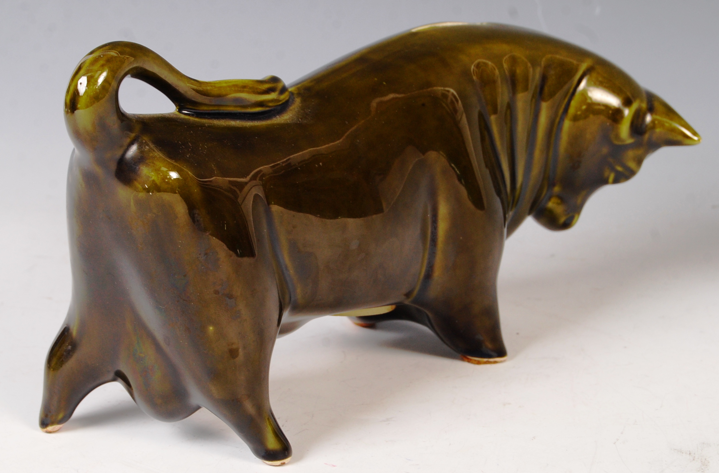 TRENTHAM POTTERY 1960'S STUDIO ART MONEY BOX BULL BY C. MELBOURNE - Image 3 of 6