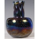 GLASFORM 1980'S STUDIO ART IRIDESCANT GLASS VASE BY J DITCHFIELD