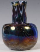 GLASFORM 1980'S STUDIO ART IRIDESCANT GLASS VASE BY J DITCHFIELD