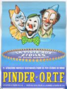 ORIGINAL RARE FRENCH PINDER O.R.T.F. CIRCUS ADVERTISING POSTER