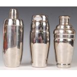VINTAGE ART DECO STAINLESS STEEL COCKTAIL SHAKERS