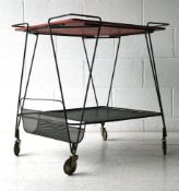 RARE GUBI MATEGOT STEEL FRAMED 1950S COCKTAIL TROLLEY