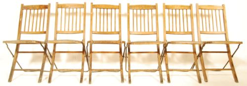 RARE SET OF SIX 1920'S OAKS FOLDING CHAIRS BY DAVISTA