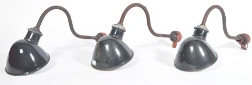 SET OF THREE VINTAGE INDUSTRIAL 1940'S FACTORY WALL LIGHTS