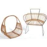 TWO 1960'S RETRO VINTAGE CANE / WICKER MAGAZINE RACKS