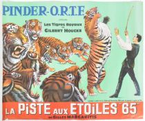 ORIGINAL RARE FRENCH PINDER O.R.T.F. CIRCUS ADVERTISING POSTER