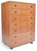 ORIGINAL 1970'S TEAK WOOD BANK OF SEVEN DRAWERS.