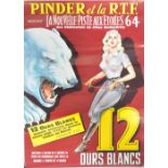 ORIGINAL VINTAGE FRENCH PINDER O.R.T.F. CIRCUS ADVERTISING POSTER