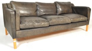 AFTER BORGE MOGENSEN LEATHER THREE SEATER SOFA SETTEE