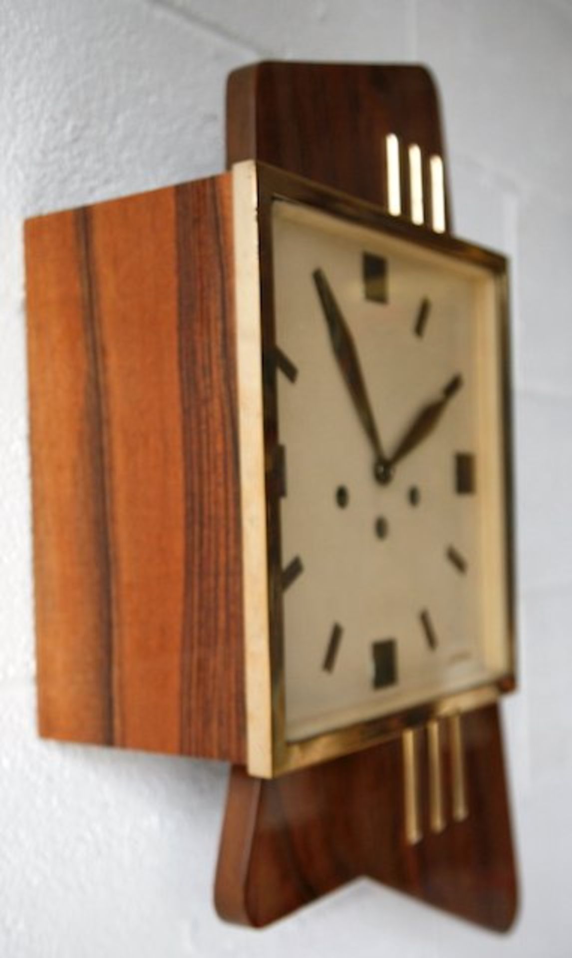 RARE 1950'S WESTMINSTER CREATIONS TEAK AND BRASS WALL CLOCK - Bild 3 aus 5