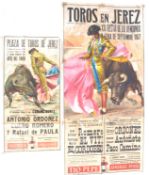 PAIR OF 1960'S VINTAGE SPANISH BULLFIGHTING POSTERS