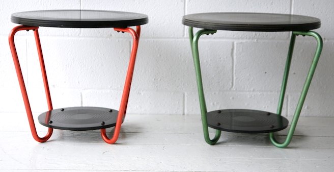 ART DECO BAKELITE TWO TIER SIDE TABLES IN THE MANNER OF R. HERBST