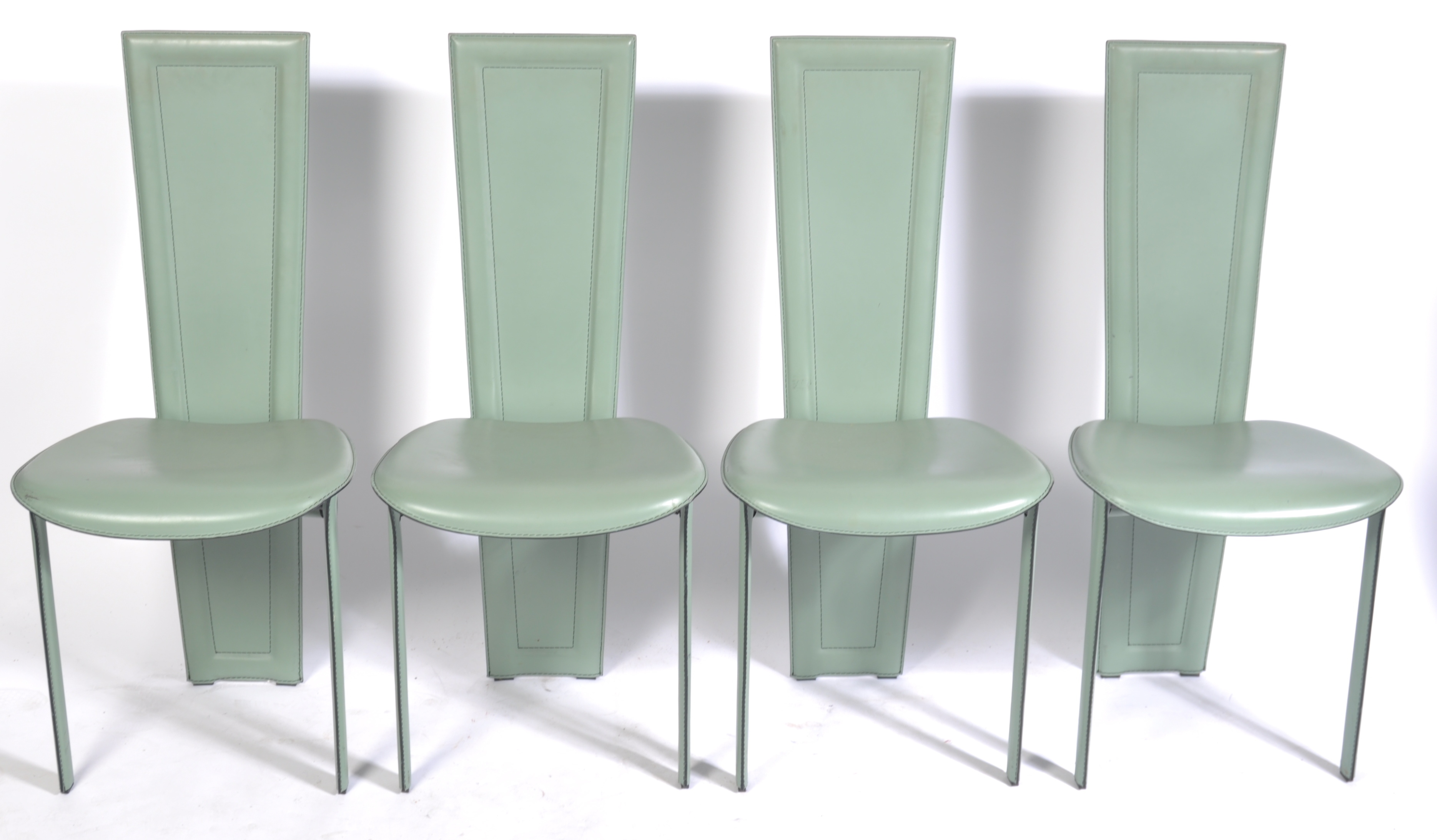 QUIA ITALIAN MINT GREEN LEATHER DINING CHAIRS - Image 3 of 8