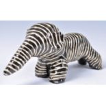 UNUSUAL 1950'S STUDIO ART POTTERY ZEBRA STRIPE ELEPHANT FIGURINE