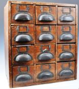 EARLY TO MID 20TH CENTURY INDUSTRIAL TWELVE DRAWER INDEX CHEST