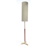 UNUSUAL 1960'S RETRO VINTAGE TEAK AND BRASS FLOOR STANDING LAMP