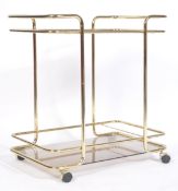 ITALIAN 1970'S BRASS AND GLASS BAR CART DRINKS / COCKTAIL TROLLEY