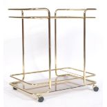 ITALIAN 1970'S BRASS AND GLASS BAR CART DRINKS / COCKTAIL TROLLEY