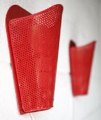 FRENCH 1950'S RETRO VINTAGE RED PERFORATED METAL WALL SCONCES