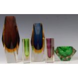 1970'S MURANO SOMMERSO STUDIO GLASS FACETED VASES