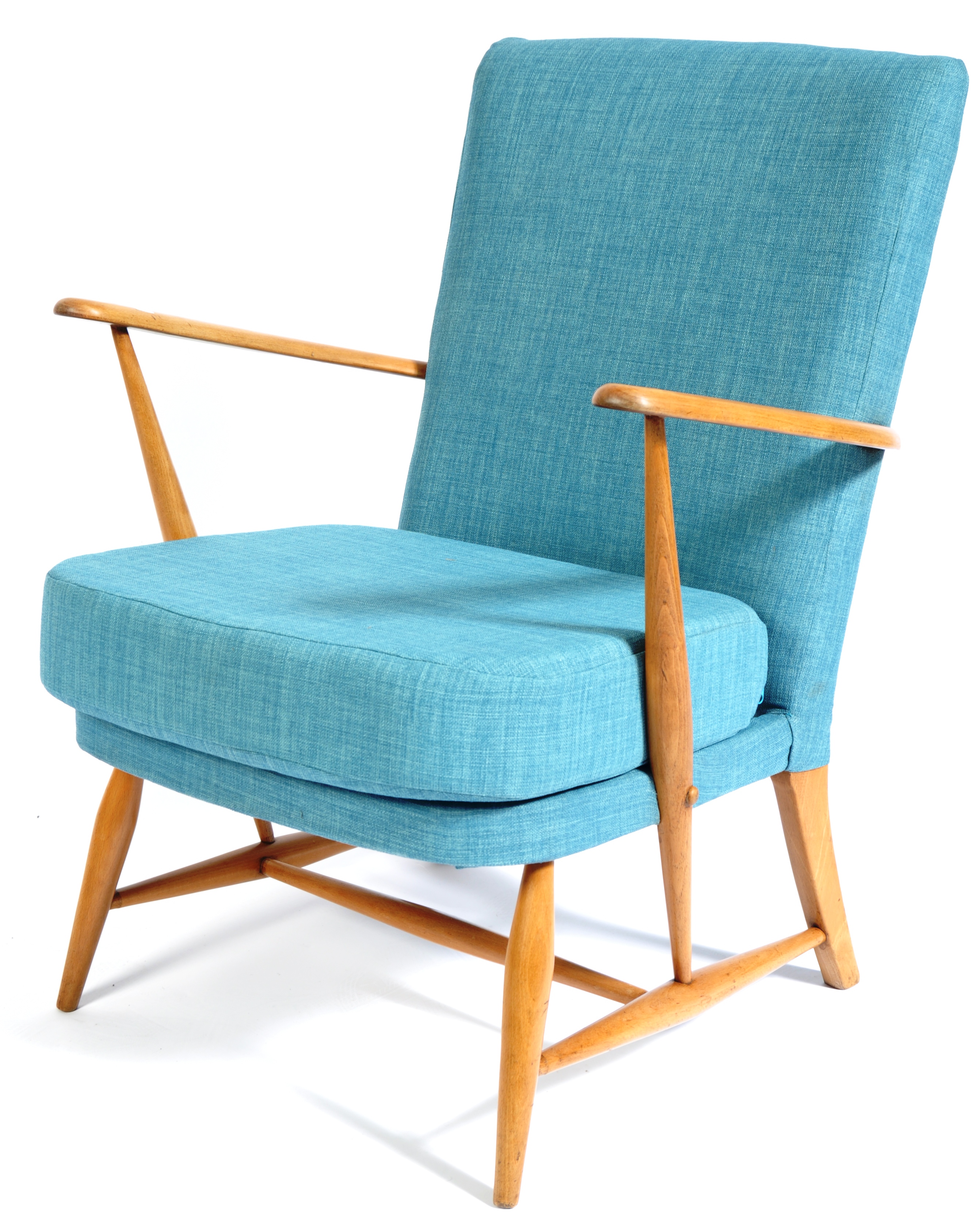 ERCOL MODEL 248 1950'S BEECH AND ELM LOUNGE CHAIR BY L. ERCOLANI