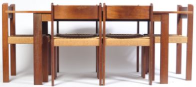 DANISH RETRO VINTAGE DESIGNER TEAK WOOD & PAPER CORD DINING SUITE