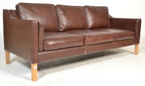 DANISH LATE 20TH CENTURY LEATHER DANISH THREE SEATER SOFA