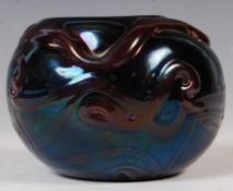 GLASFORM 1980'S STUDIO ART IRIDESCANT GLASS VASE BY J DITCHFIELD